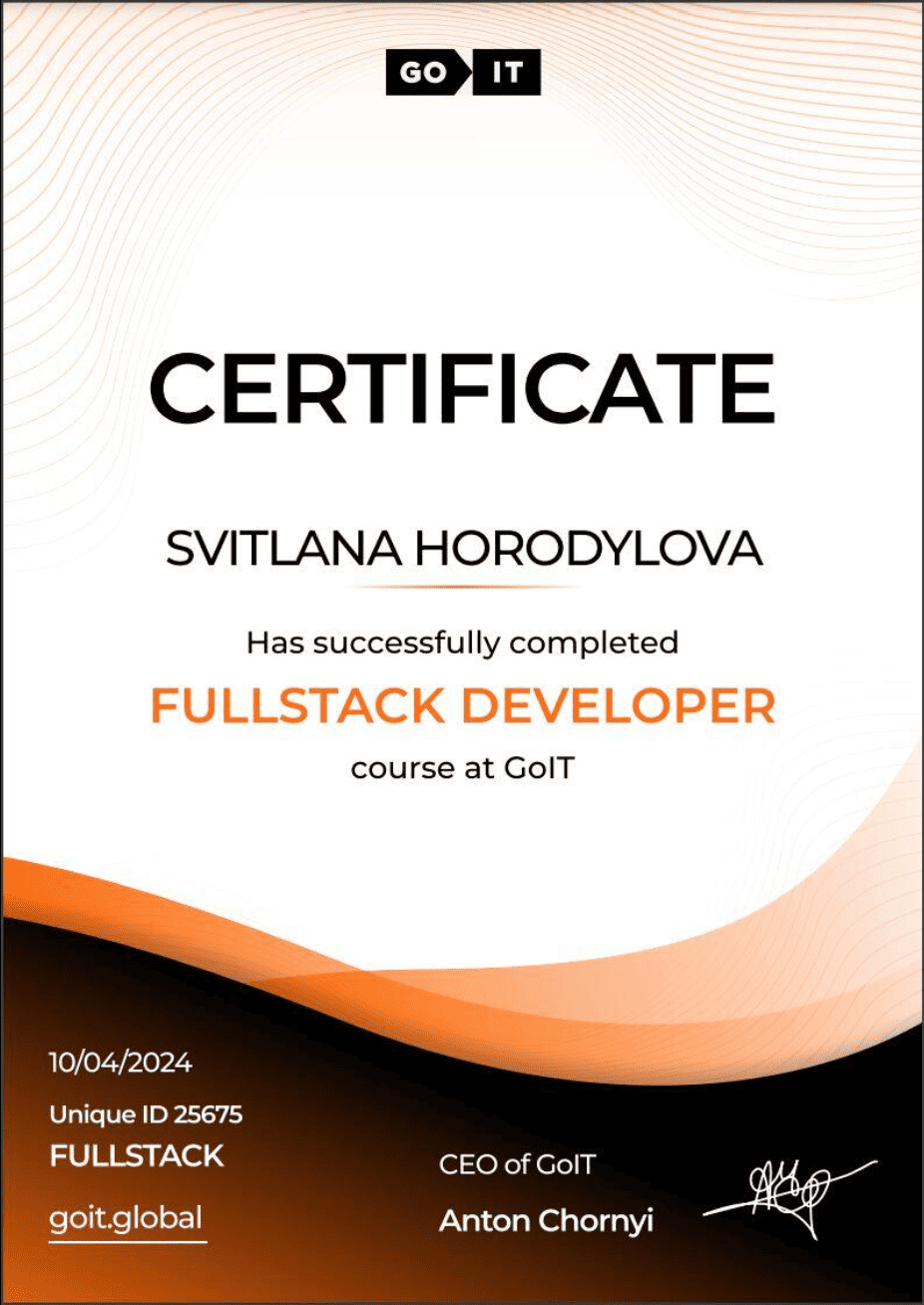 GoIT FullStack Developer